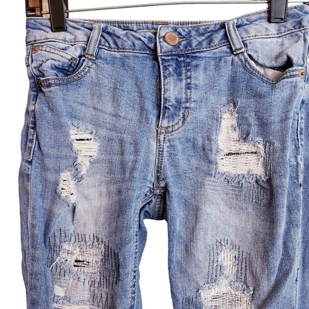 Twenty One Black Rue21 Mid Rise Skinny Flex Jeans Women's 3/4 Regular Blue - Picture 4 of 16